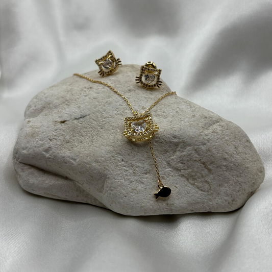Aretes y collar - Hello Kitty