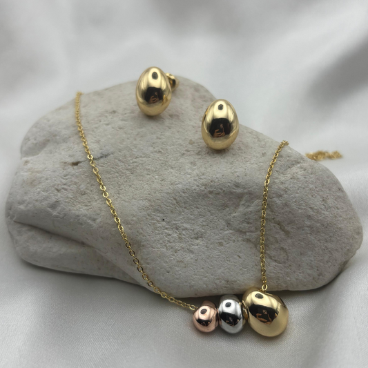 Aretes y Collar - Piedras de colores