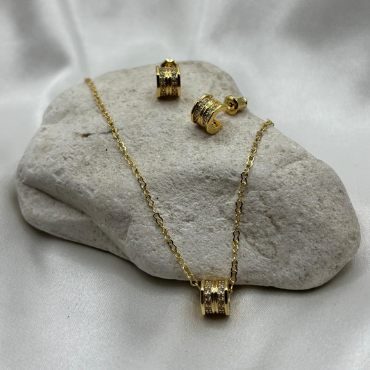 Aretes y Collar Tipo barrilito